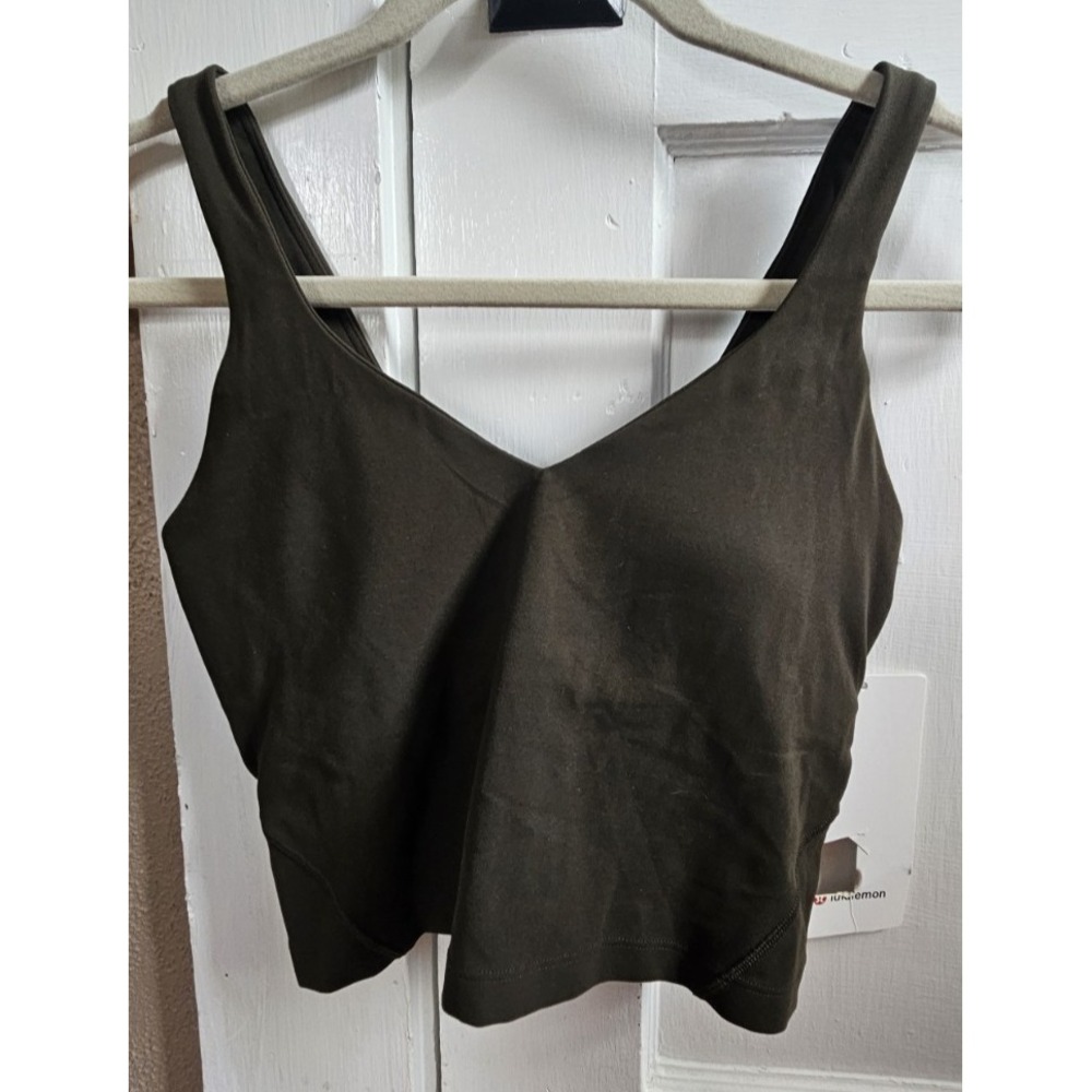 NWT lululemon Align Tank top olive green woman Sz 6 built in shelf A/B cups